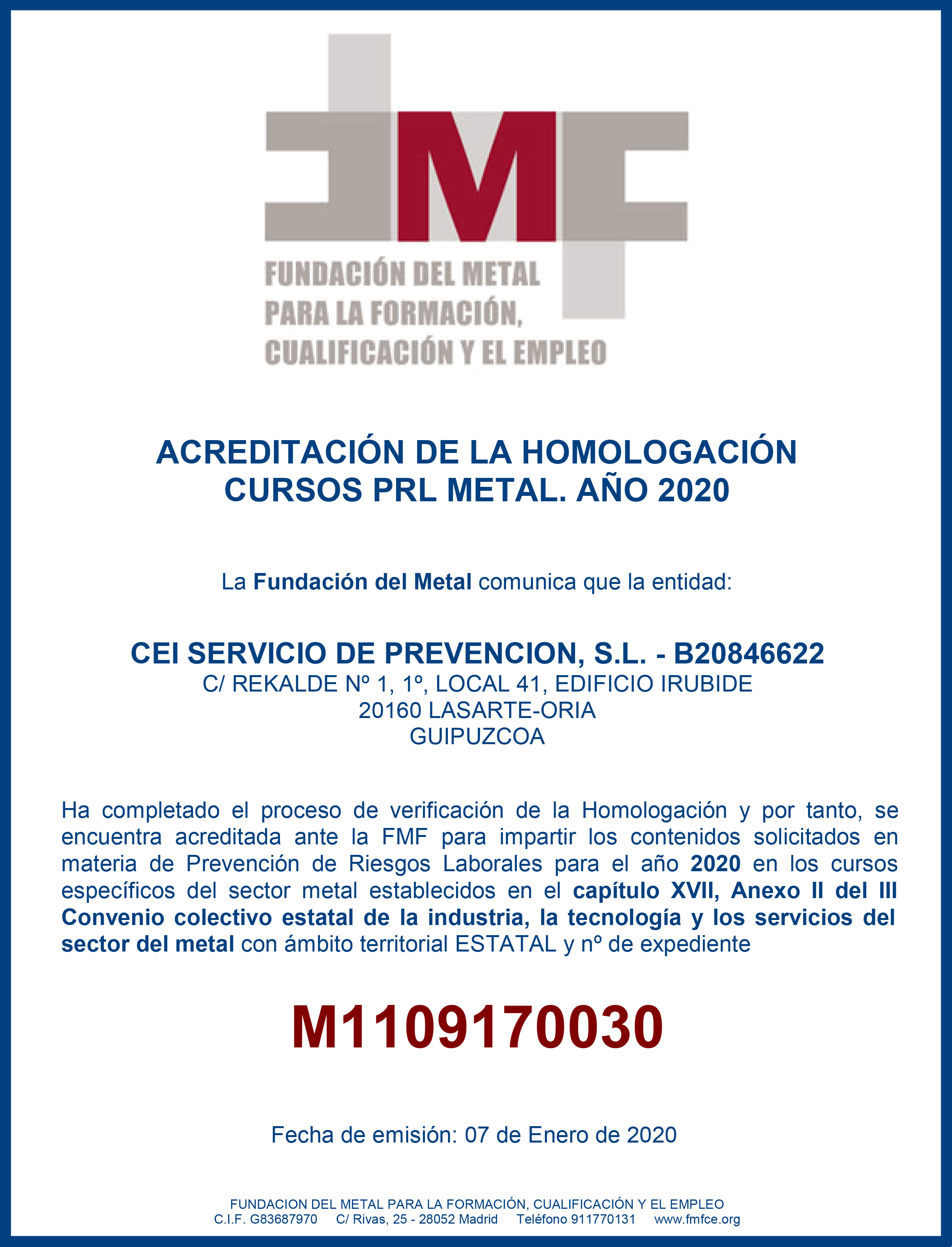 Homologación FMF